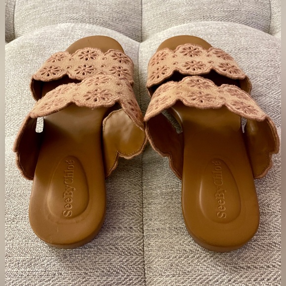 See By Chloe Size 37.5 Valentina Eyelet Double Strap Flats - Picture 2 of 6